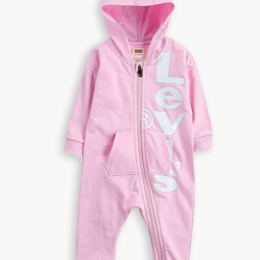 Levi's Baby Pink 18M One Piece Sweatsuit Soft Cotton Blend Onesie Sweet Feminine